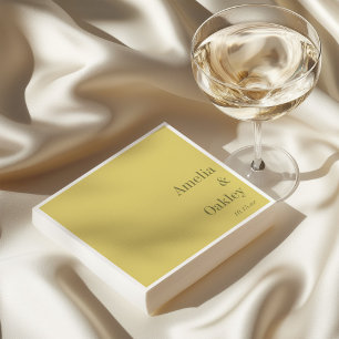 Guardanapo De Papel Casamento Minimalista Amarelo Elegante Personaliza