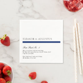 Guardanapo De Papel Casamento Minimalista Azul Marinho Fatos Divertido