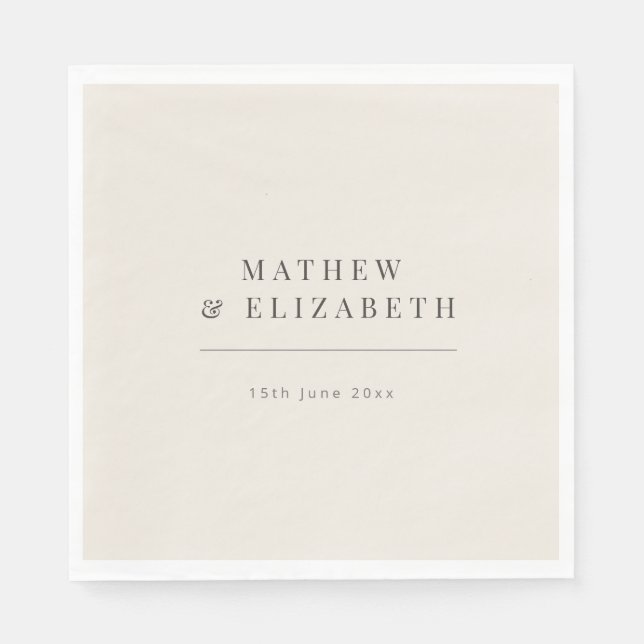 Guardanapo De Papel Casamento Minimalista Bege Suave (Frente)