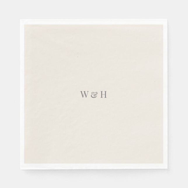 Guardanapo De Papel Casamento Minimalista Bege Suave (Frente)