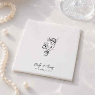 Guardanapo De Papel Casamento Minimalista Caprichoso com Tinta Desenha