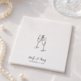 Guardanapo De Papel Casamento Minimalista Caprichoso Tinta Desenhado à