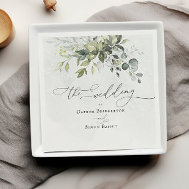Guardanapo De Papel Casamento Minimalista Clássico Moderno Greenery