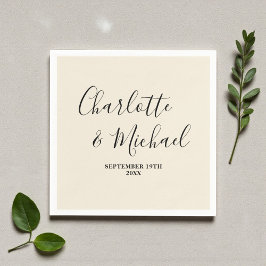 Guardanapo De Papel Casamento Minimalista com Letra Branca Natural