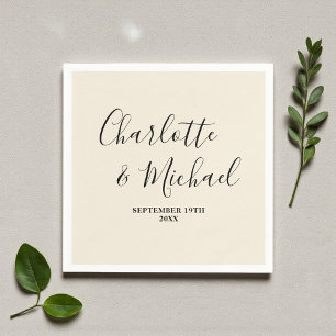 Guardanapo De Papel Casamento Minimalista com Letra Branca Natural