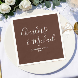 Guardanapo De Papel Casamento Minimalista com Letra Brown
