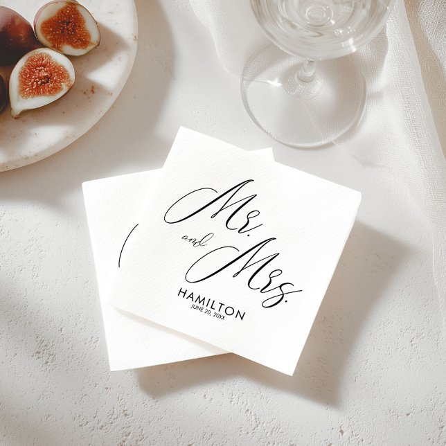 Guardanapo De Papel Casamento Minimalista com Letra Mr e Mrs (Criador carregado)