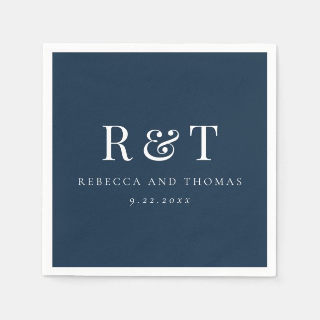 Guardanapo De Papel Casamento Minimalista com Monograma Moderno (Frente)