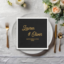Casamento Minimalista de Script Dourado Preto