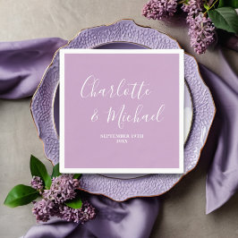 Guardanapo De Papel Casamento Minimalista de Script Roxo Lilac