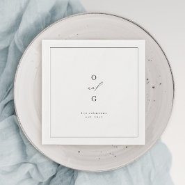 Guardanapo De Papel Casamento minimalista do monograma do casal modern