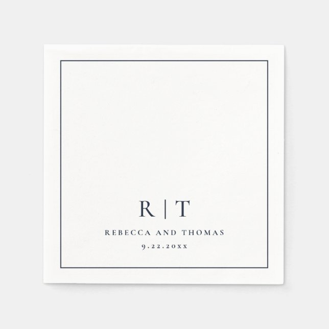Guardanapo De Papel Casamento minimalista do monograma moderno (Frente)