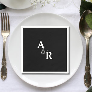 Guardanapo De Papel Casamento Minimalista do Monograma Preto Ampersand
