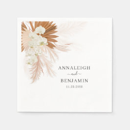 Guardanapo De Papel Casamento Minimalista do Script Terracotta Pampas 