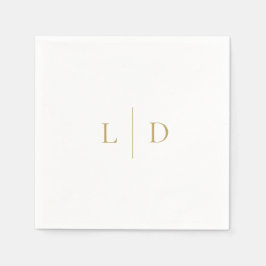 Guardanapo De Papel Casamento Minimalista Elegante Branco e Dourado co