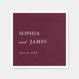 Guardanapo De Papel Casamento Minimalista Elegante Burgundy