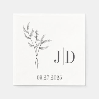Guardanapo De Papel Casamento Minimalista Elegante Napkin | Inicial pe