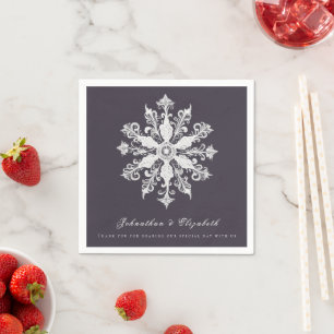 Guardanapo De Papel Casamento Minimalista em Floco de Neve Roxo de a