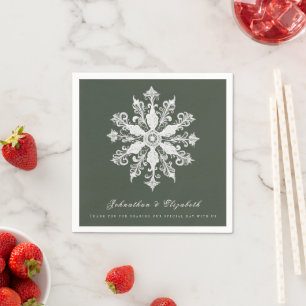 Guardanapo De Papel Casamento Minimalista em Floco de Neve Verde