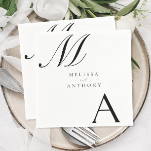 Guardanapo De Papel Casamento Minimalista Moderno com Monograma Elegan