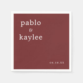 Guardanapo De Papel Casamento Minimalista Moderno em Borgonha
