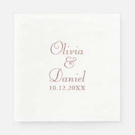 Guardanapo De Papel Casamento Minimalista Moderno em Terracota e Branc