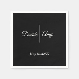 Guardanapo De Papel Casamento minimalista moderno preto e branco