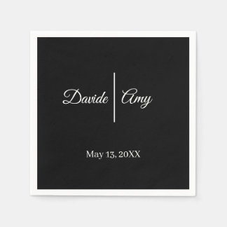Guardanapo De Papel Casamento minimalista moderno preto e branco