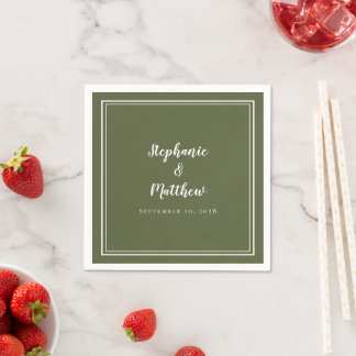 Guardanapo De Papel Casamento Minimalista Moderno Simples Verde Oliva
