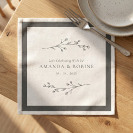 Guardanapo De Papel Casamento Minimalista Preto e Branco