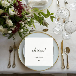 Guardanapo De Papel Casamento Minimalista Preto e Branco Elegante