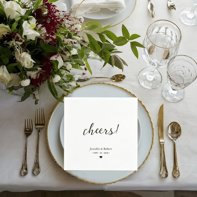 Guardanapo De Papel Casamento Minimalista Preto e Branco Elegante (Enhance your celebrations with our Romantic Calligraphy Monogram Napkins)