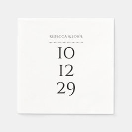 Guardanapo De Papel Casamento Minimalista Preto e Branco em Data Espec