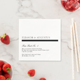 Guardanapo De Papel Casamento Minimalista Preto e Branco Fatos Diverti