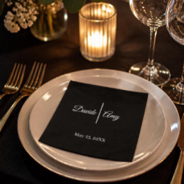Guardanapo De Papel Casamento minimalista preto e branco moderno