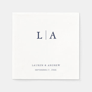 Guardanapo De Papel Casamento Minimalista Simples Monograma Azul marin