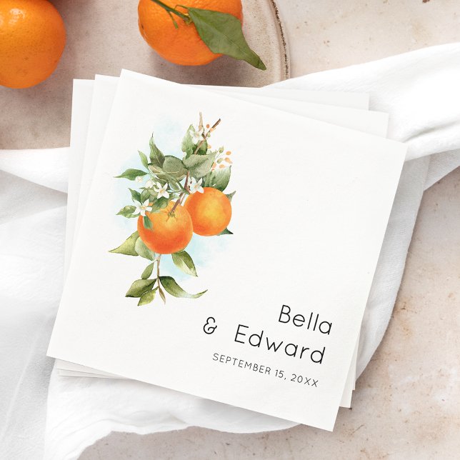 Guardanapo De Papel Casamento Mínimo de Laranja Botânica (Criador carregado)