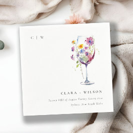 Guardanapo De Papel Casamento Mínimo De Vidro Floral De Vidro De Aquar