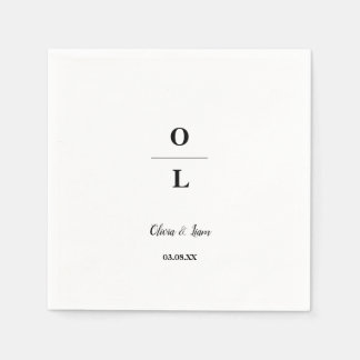 Guardanapo De Papel Casamento Mínimo e Branco Chic e Negro