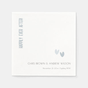 Guardanapo De Papel Casamento Mínimo Elegante Pastel Dusky Blue Hearts