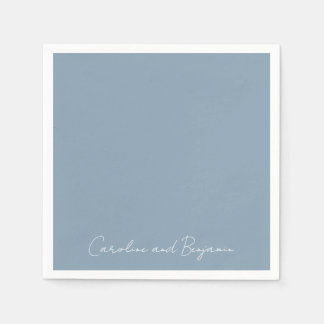 Guardanapo De Papel Casamento Mínimo Elegante Personalizado Dusty Blue