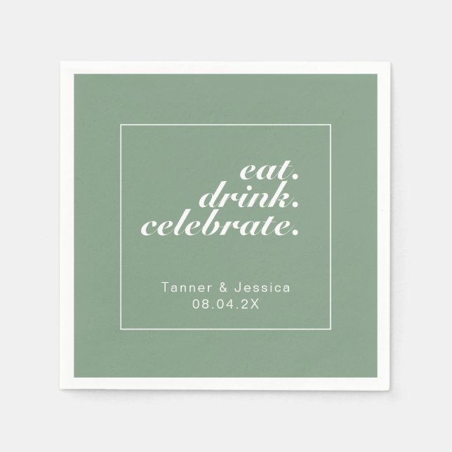 Guardanapo De Papel Casamento Mínimo Moderno e Branco (Frente)