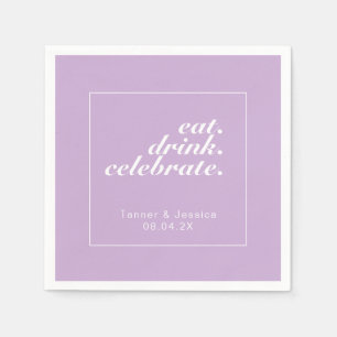Guardanapo De Papel Casamento Mínimo Moderno e Púrpura Branca