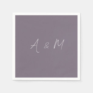 Guardanapo De Papel Casamento Mínimo Monograma Boho Dusty Purple