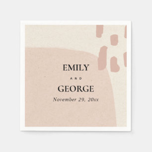 GUARDANAPO DE PAPEL CASAMENTO MODERNO ABSTRATO SOFT KRAFT BLUSH PINK