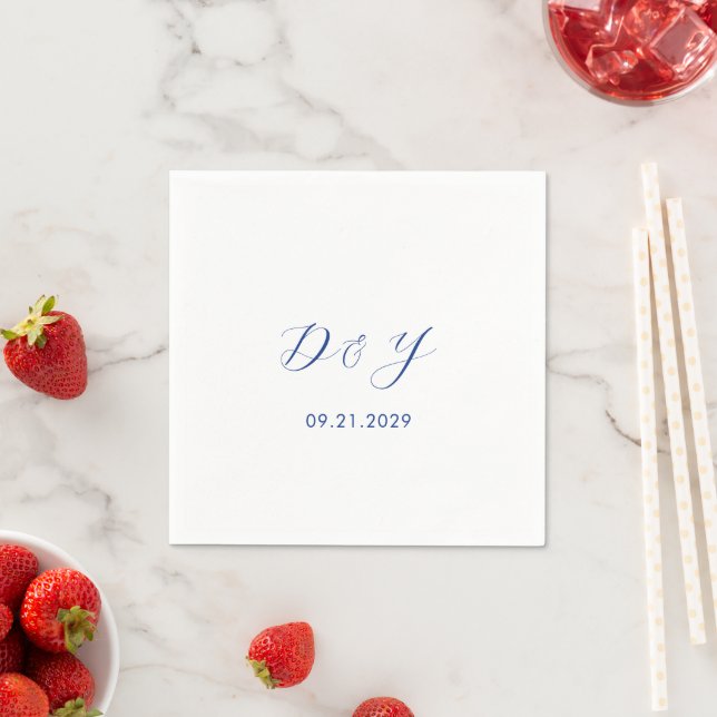 Guardanapo De Papel Casamento Moderno Azul Cobalto Minimalista (Insitu)