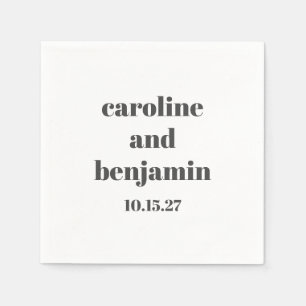 Guardanapo De Papel Casamento Moderno Bold White Chic Personalizado