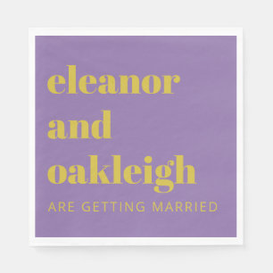 Guardanapo De Papel Casamento Moderno Bright Purple Da Tipografia Negr