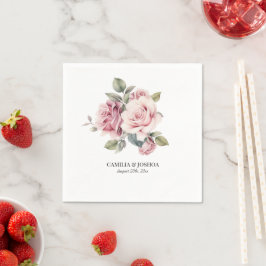 Guardanapo De Papel Casamento Moderno Chic Elegante Romântico Rosa