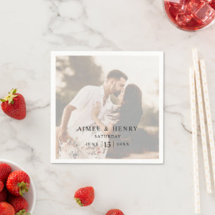 Guardanapo De Papel Casamento Moderno com Foto Rústica